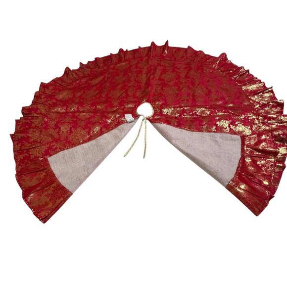Christmas Tree Skirt Martha Stewart Everyday 51" Red Metallic Gold K-Mart 2002 - Picture 5 of 7